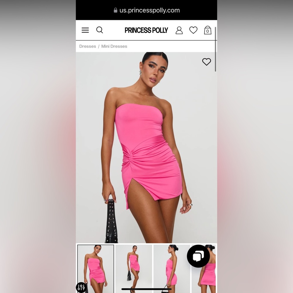 NWT Princess Polly Electric Avenue Strapless Mini Dress Pink